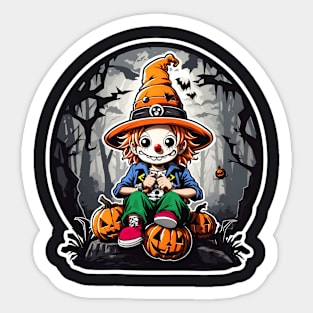 Halloween clown 3, pumpkins Sticker